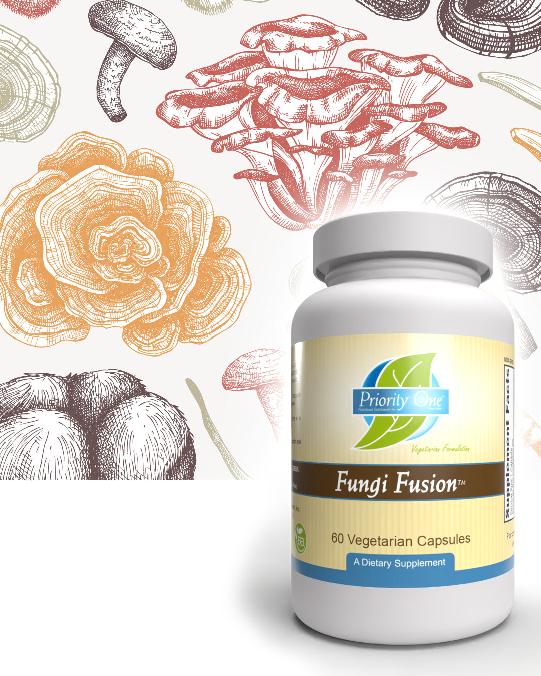 Fungi Fusion (60 Vegetarian Capsules) - Organic Mushroom Blend