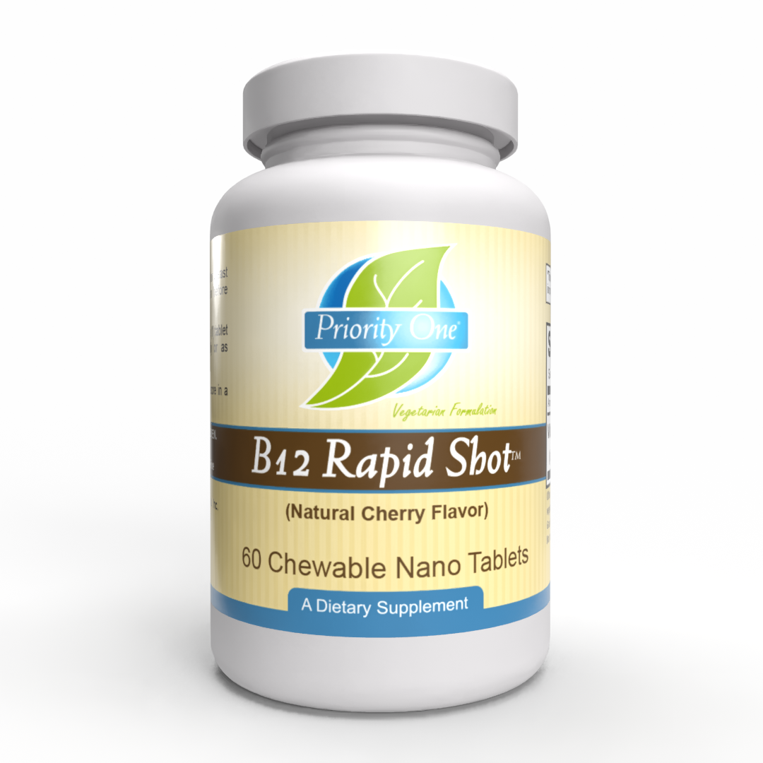 B12 Rapid Shot™: una tableta masticable de vitamina B12 de rápida absorción.