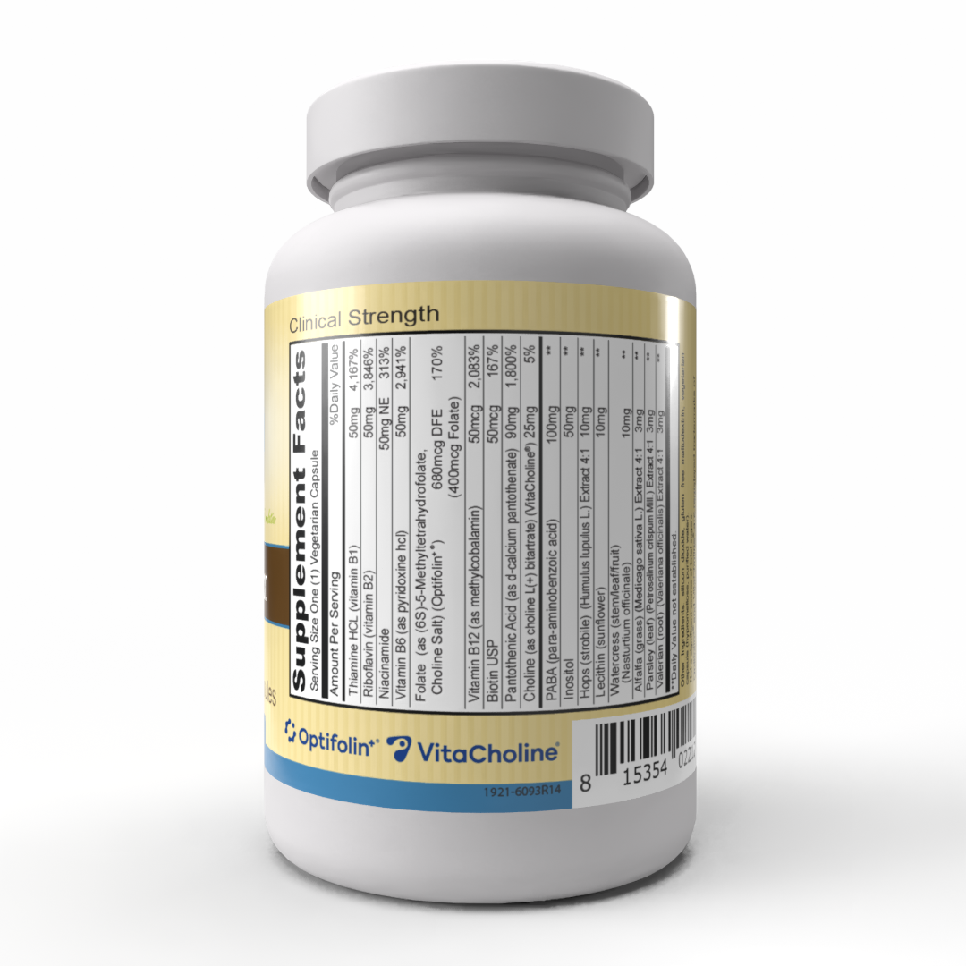 B Complex (60 Vegetarian Capsules) - a clinically dosed composition of b vitamins, all-in-one formulation.*