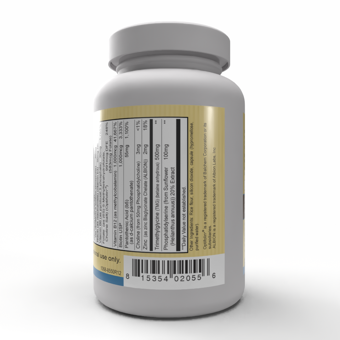 Metilación de folato (60 cápsulas vegetarianas) Metilación de folato, apoyo sinérgico para el proceso de metilación.*
