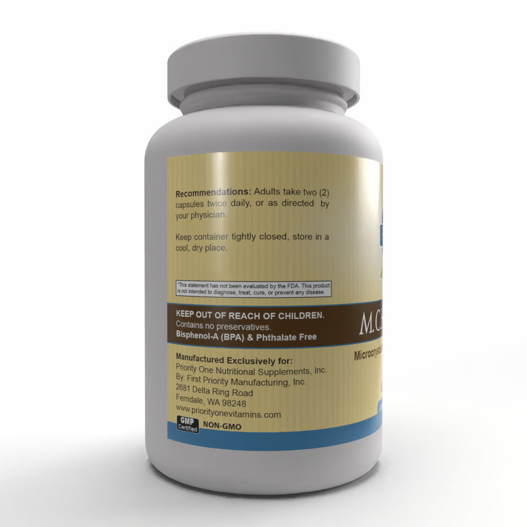 Calcio MCHC (120 cápsulas) Estos suplementos de hidroxiapatita microcristalina de calcio MCHC se preparan a partir de hueso bovino crudo, una fuente natural de calcio de buena absorción.*