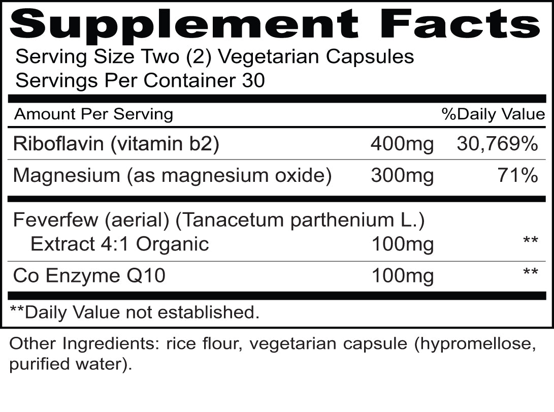 Migrelease (60 cápsulas vegetarianas): apoyo nutricional para quienes sufren de dolor de cabeza con el beneficio adicional de la coenzima Q10.*