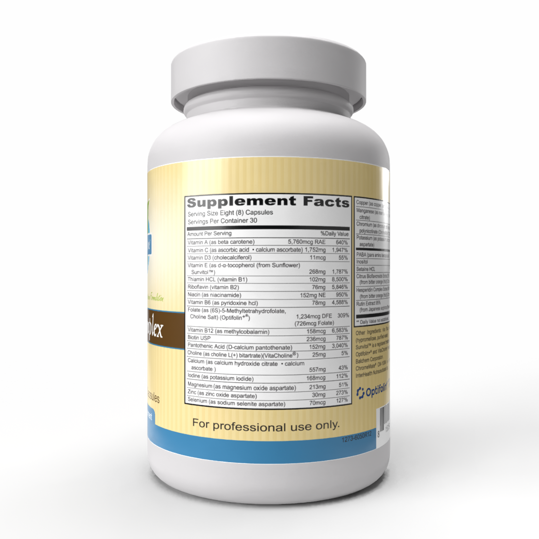 Multi Complex | Optifolin+®, Sunvitol™ & ChromeMate® Iron-Free Multivitamin with Full B Complex | 240 Vegetarian Capsules