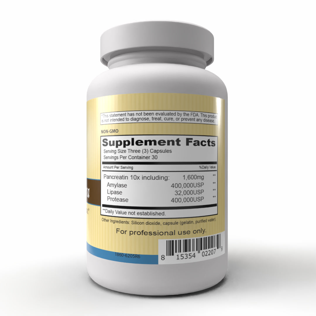 Pancreas 10xtra (90 cápsulas) Los suplementos de Pancreas 10X incluyen las enzimas pancreáticas amilasa, lipasa y proteasa para apoyar naturalmente una digestión saludable cuando se toman con las comidas.*