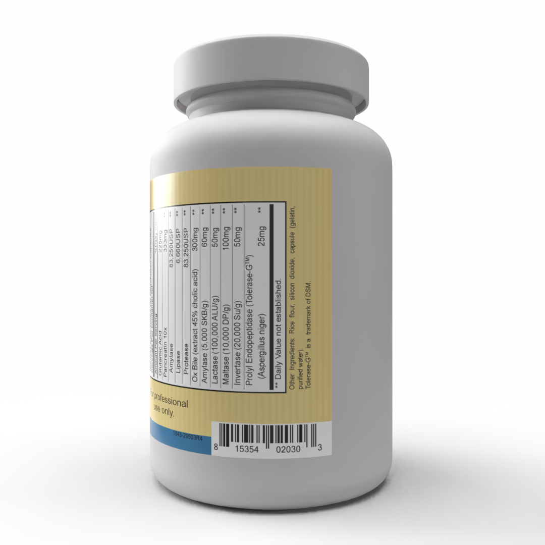 SIBOZyme™ (No HCL) | Pancreatin 10X, Ox Bile 45% Cholic Acid, Tolerase-G™, Lactase & Full Digestive Enzyme Complex for SIBO by Dr. Morstein | 180 Capsules