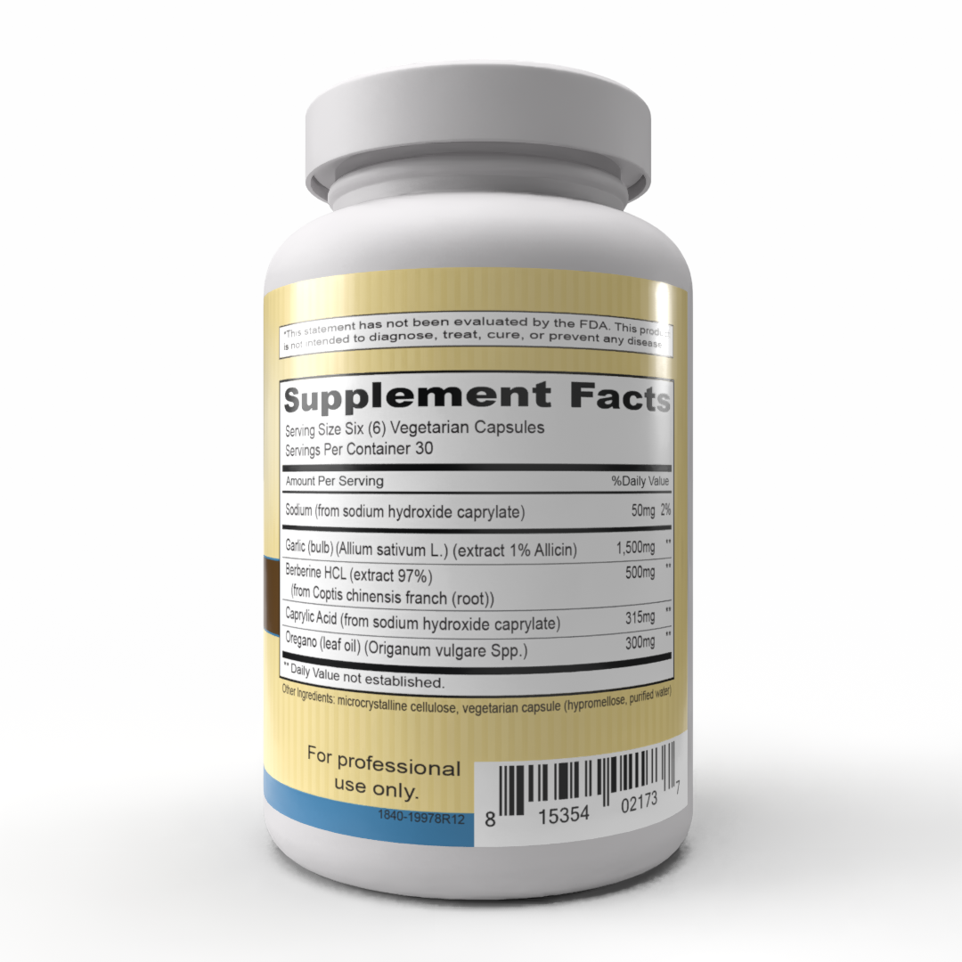 SIBOtic™ | Garlic 1% Allicin, Berberine HCl 97%, Caprylic Acid & Oregano Oil for SIBO Antimicrobial Support by Dr. Morstein | 180 Vegetarian Capsules