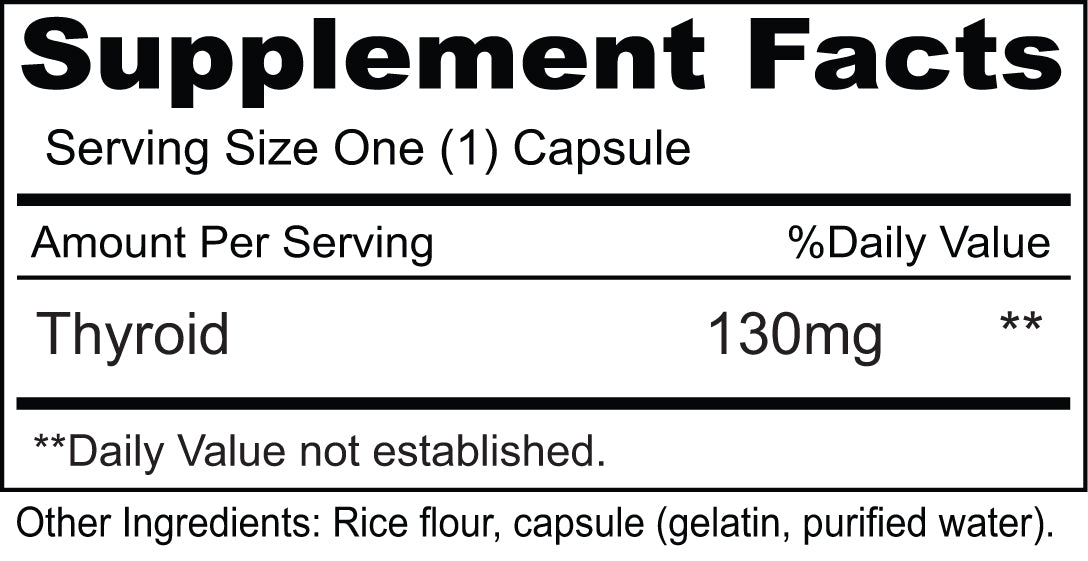 Thyroid - 32.5mg, 65mg, 130mg- Glandular support for the benefit of a healthy thyroid.*