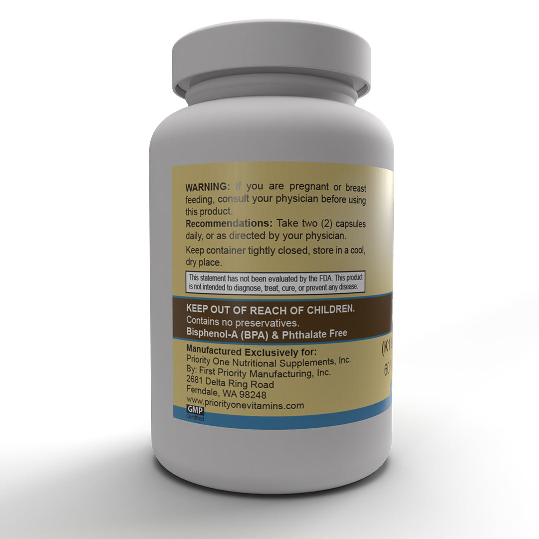 Vitamina K (60 cápsulas) NUEVA - K1 y K2 (como MK-4 y MK-7)