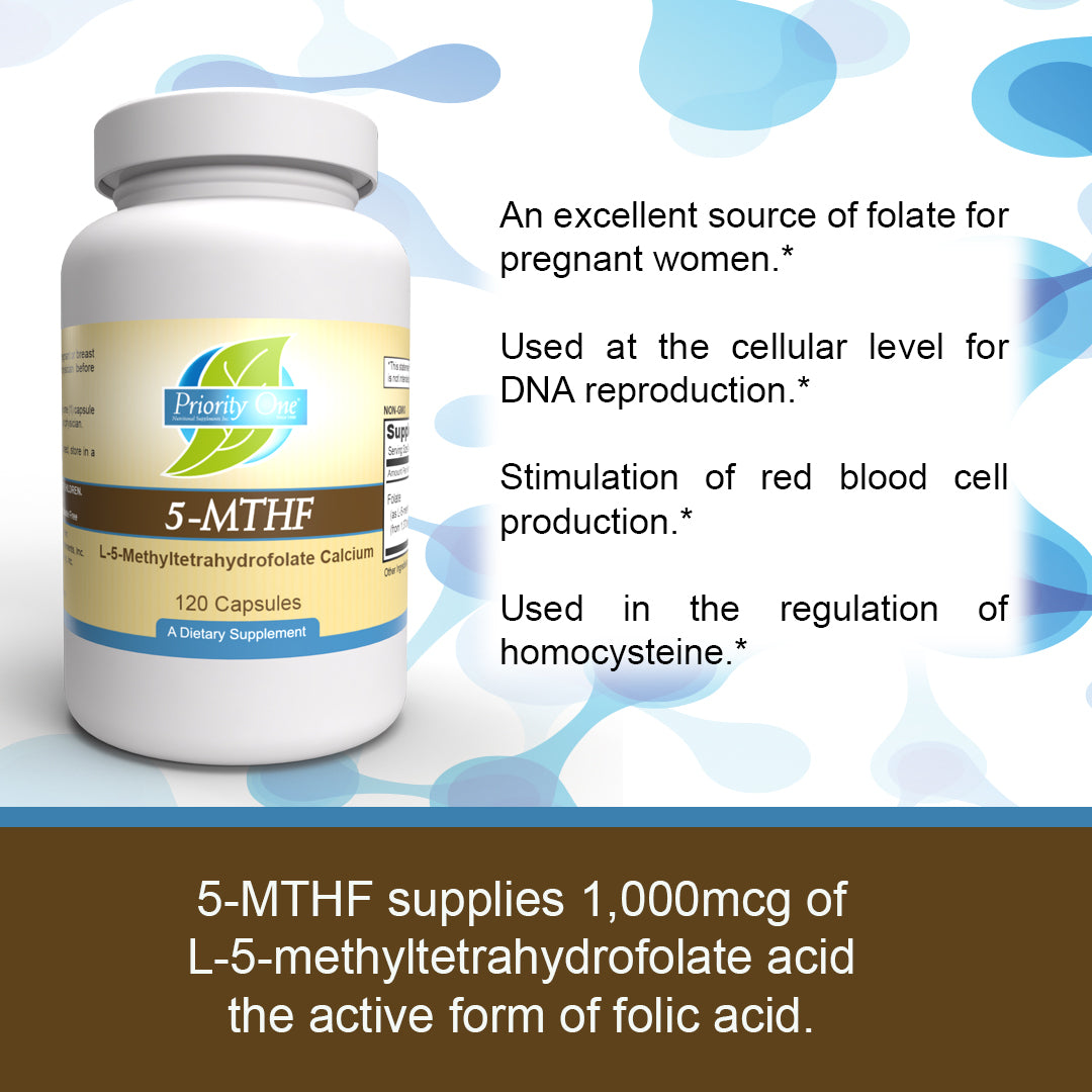 5 MTHF (120 Capsules) - the most bio-available and active form of folic acid.*