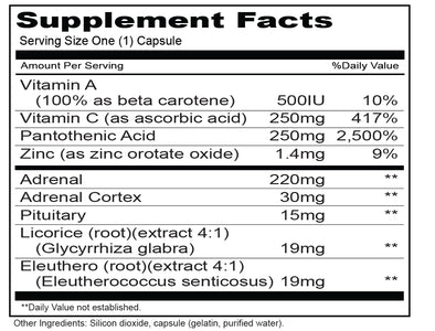 Adrenoplex Supplements Facts Box