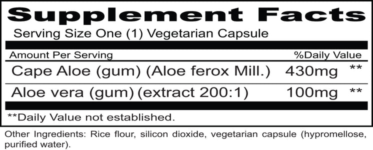 Aloe Complex Supplement Facts Box