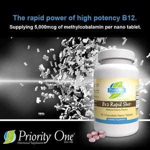 B12 Rapid Shot provides 5,000mcg of methylcobalamin in a fast-absorbing chewable tablet