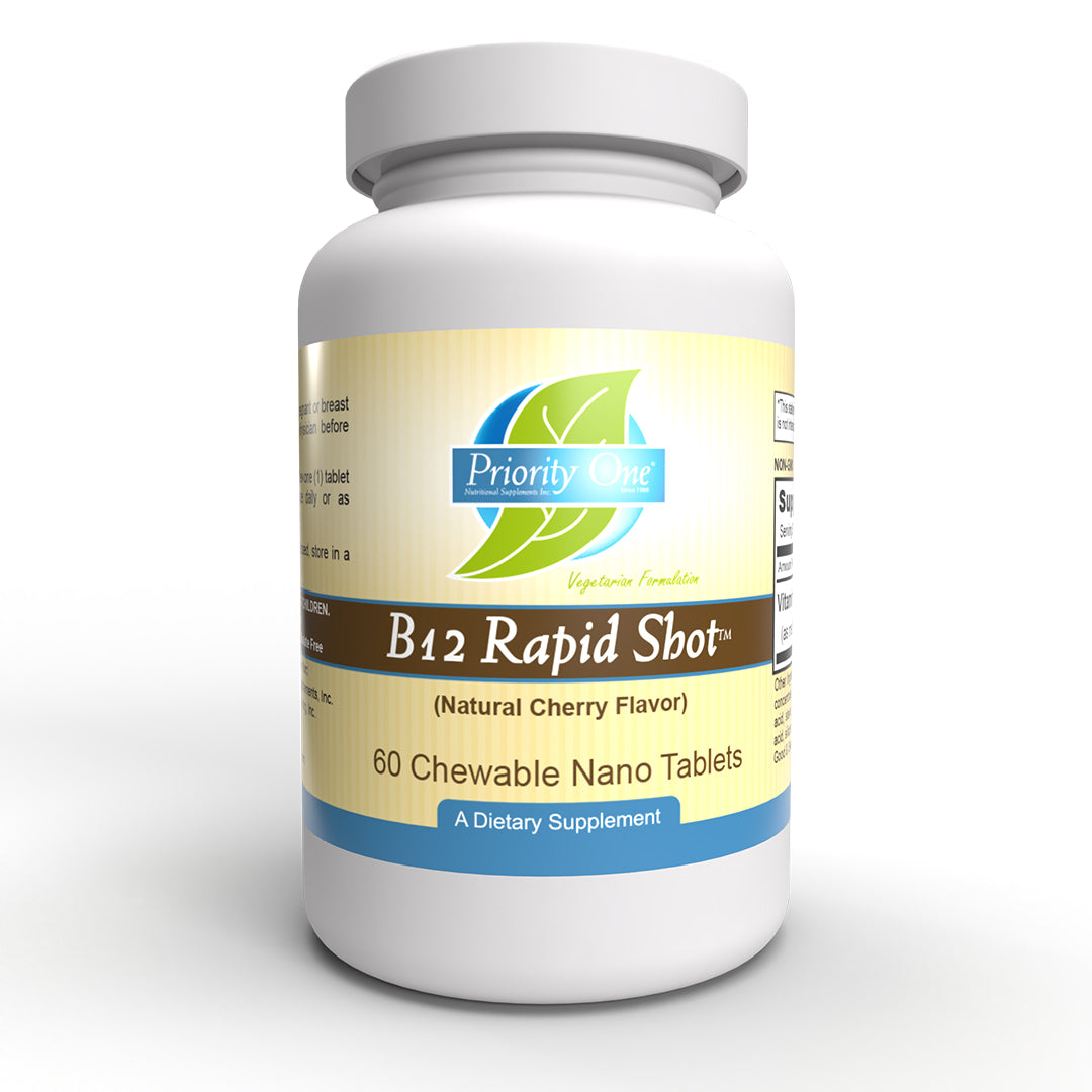 B12 Rapid Shot™ (60 Chewable Nano Tablets) - a fast-absorbing vitamin B12 chewable tablet.