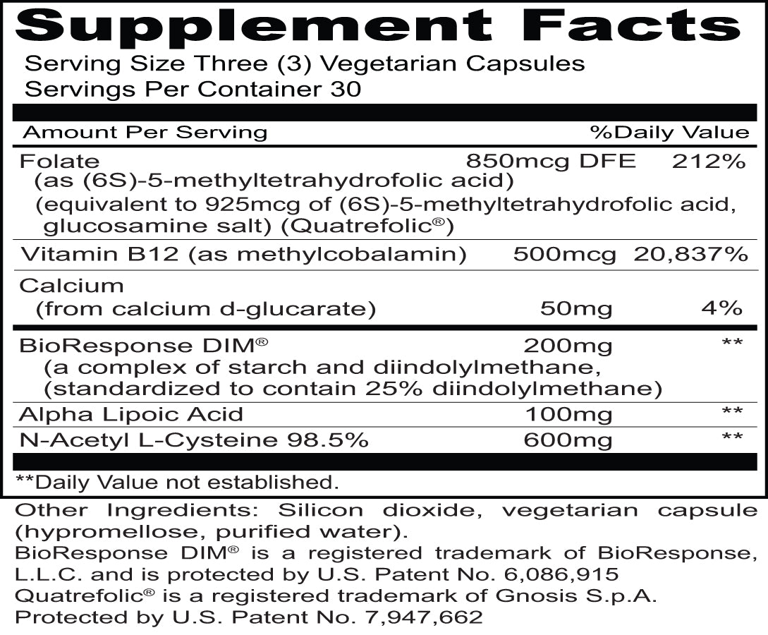 Hormone Clear Supplement Facts Box