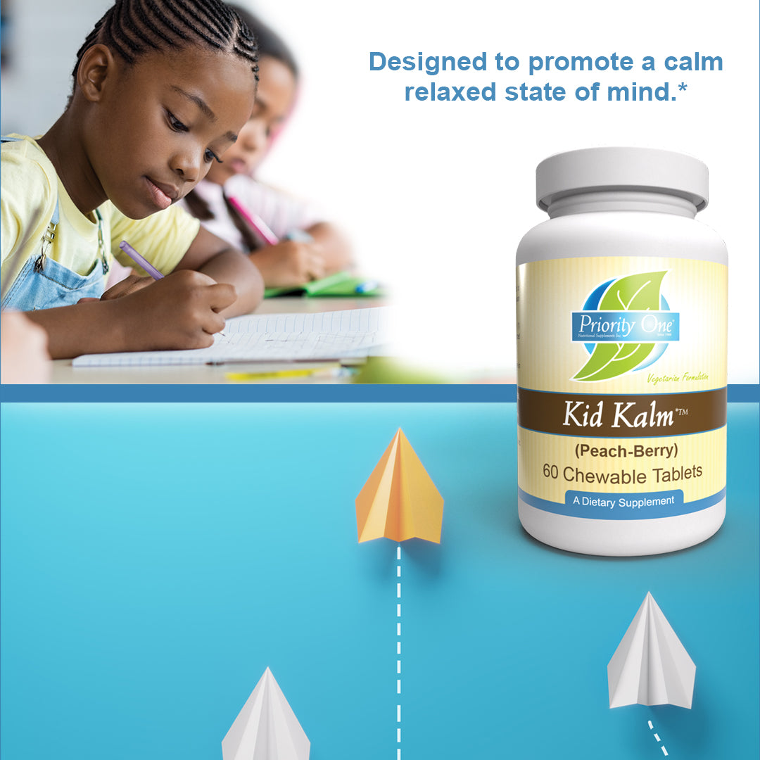 Kid Kalm (60 tabletas masticables) Kid Kalm ayuda a mantener un estado de ánimo saludable y equilibrado.* 