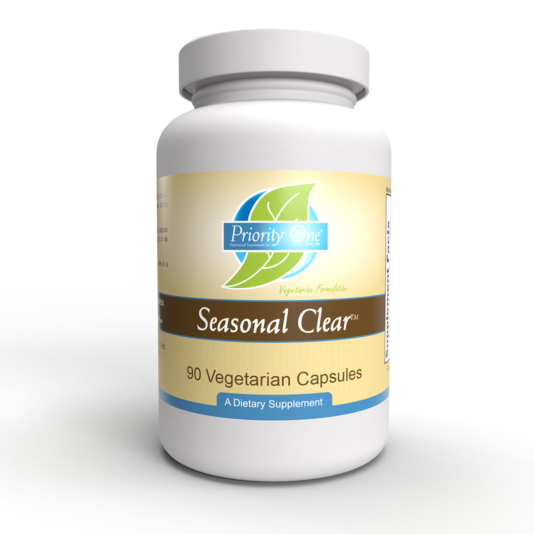 Seasonal Clear (90 cápsulas vegetarianas) Seasonal Clear de Priority One son suplementos para el sistema linfático que brindan apoyo para una respuesta histamina normal y saludable.*
